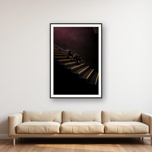 Black Panther Brass Staircase Print | Dark Luxury Animal Wall Art (Digital Download) image 1