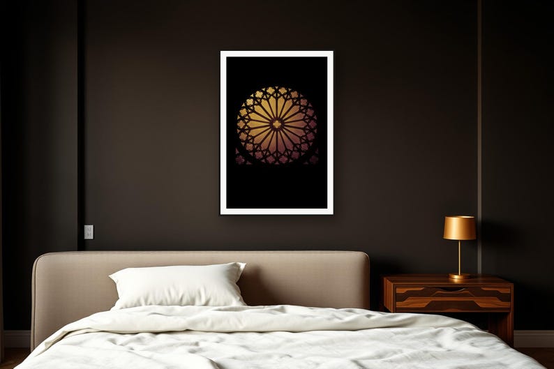 Dark Luxury Wall Art art print framed in a dark luxury bedroom
