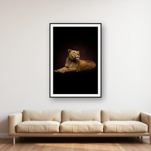 Decoración de pared con diseño de leona / Adorno de animales en latón dorado (descarga digital) imagen 1