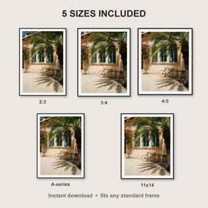 Vintage Bicycle Wall Art print size chart - 5 ratios included: 2:3, 3:4, 4:5, 11x14, ISO A
