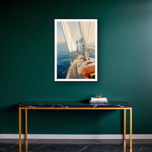Golden Retriever Wall Art art print on a brass and black console vignette