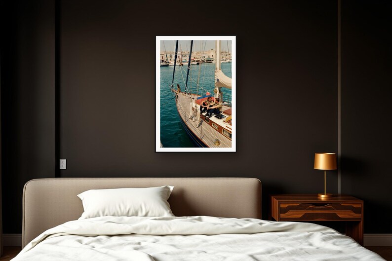 German Shepherd Wall Art art print framed in a dark luxury bedroom