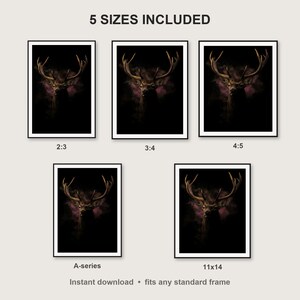 Stag Wall Art print size chart - 5 ratios included: 2:3, 3:4, 4:5, 11x14, ISO A