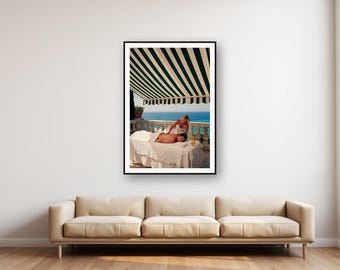 Lámina de masaje en terraza de villa vintage / Arte de spa mediterráneo para la recuperación (descarga digital)