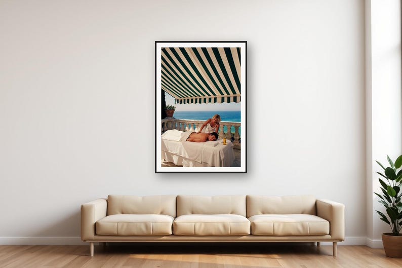 Vintage Villa Terrace Massage Print | Mediterranean Recovery Spa Art (Digital Download) image 1