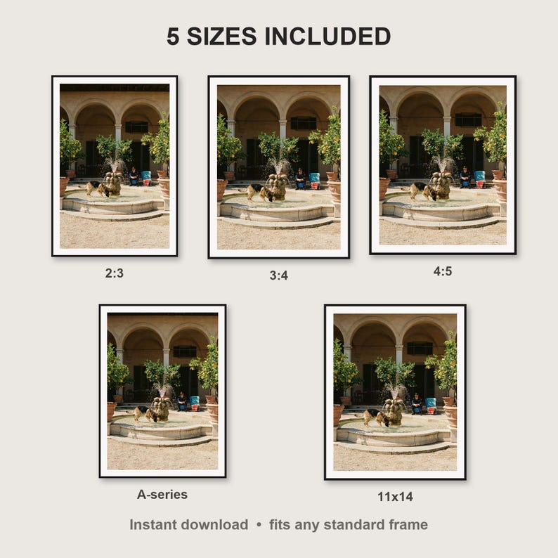 German Shepherd Wall Art print size chart - 5 ratios included: 2:3, 3:4, 4:5, 11x14, ISO A