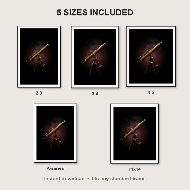 Celestial Wall Art print size chart - 5 ratios included: 2:3, 3:4, 4:5, 11x14, ISO A
