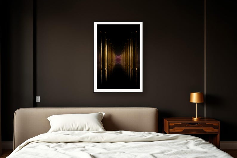 Dark Luxury Wall Art art print framed in a dark luxury bedroom