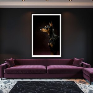 Doberman Wall Art art print framed in a luxury living room