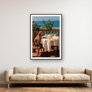 Cocker Spaniel Terrace Breakfast Print | Vintage Riviera Dog Photography (Digital Download) image 1