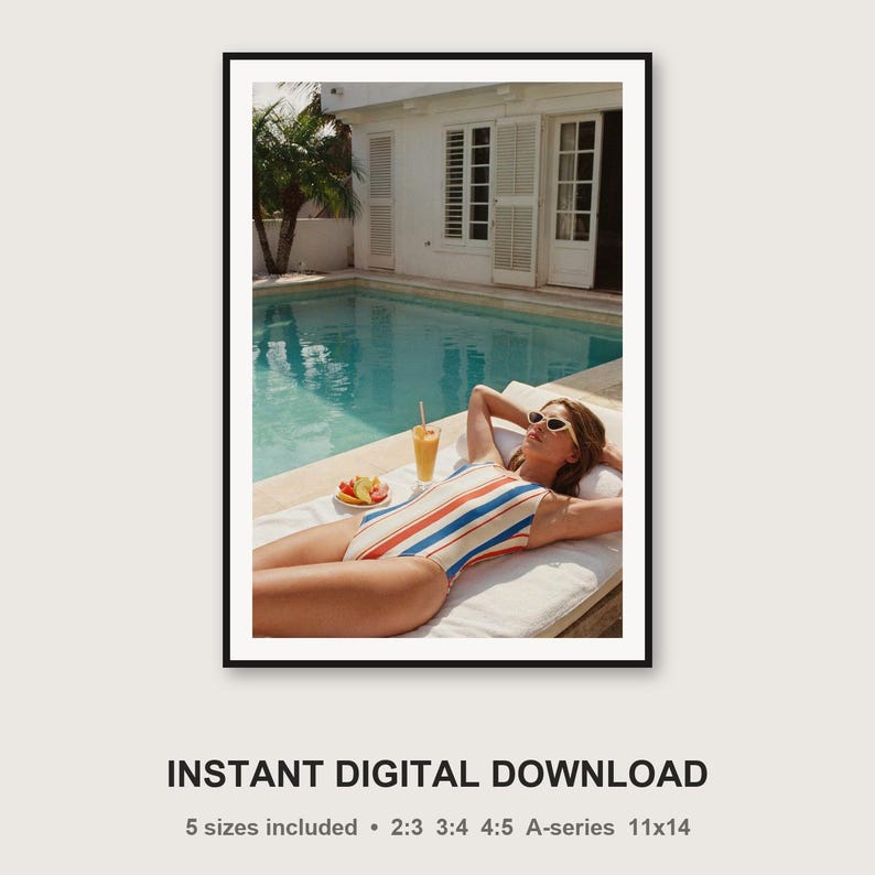 Poolside Villa Print | Retro Summer Fitness Recovery Photo (Digital Download) image 3