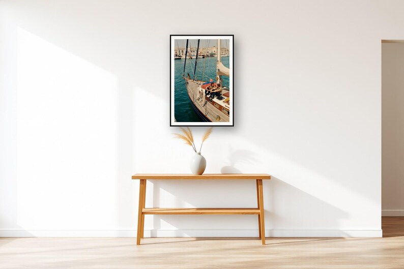 German Shepherd Wall Art art print displayed above an entry console table
