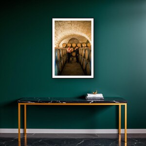 German Shepherd Wall Art art print on a brass and black console vignette