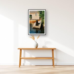 Newfoundland Dog Wall Art art print displayed above an entry console table
