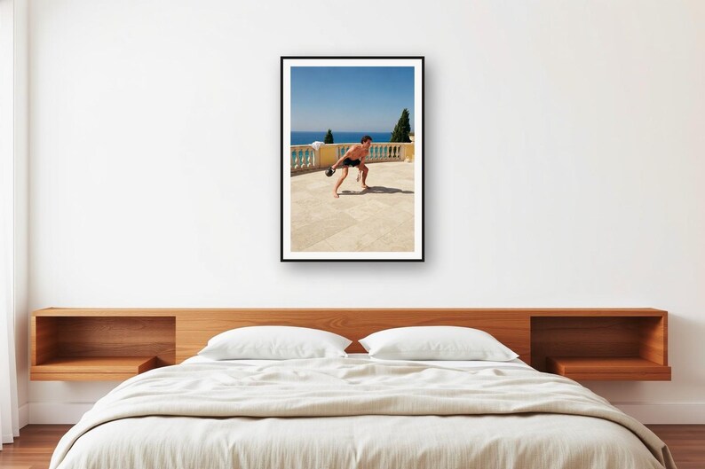 Kettlebell Workout Print | Vintage Mediterranean Terrace Strength Training Photo (Digital Download) image 2
