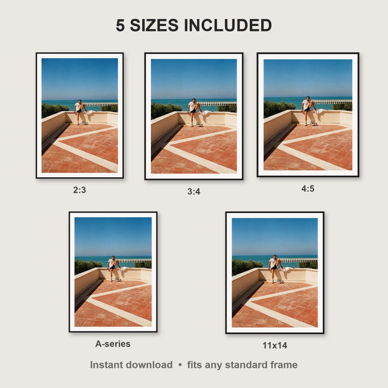 Athlete Stretching Wall Art print size chart - 5 ratios included: 2:3, 3:4, 4:5, 11x14, ISO A