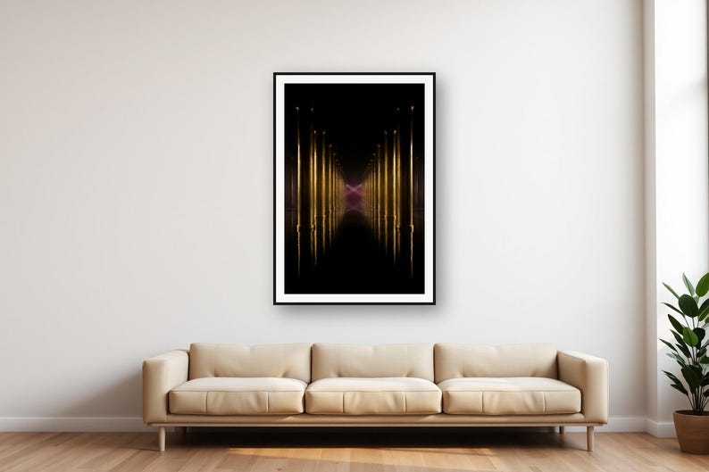 Brass Colonnade Print | Dark Moody Architectural Wall Art (Digital Download) image 1