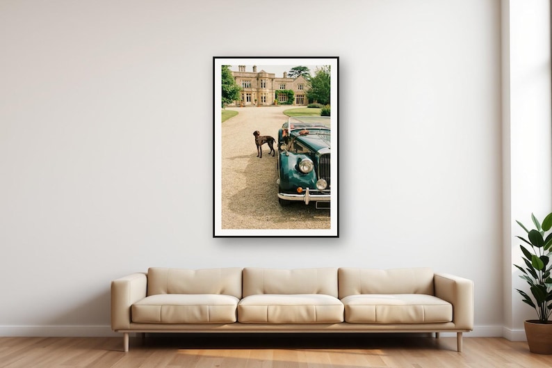 German Shorthaired Pointer Dog Beside Vintage Roadster Print | Retro Estate Photography (Digital Download) image 1