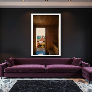 Sauna Wall Art art print framed in a luxury living room