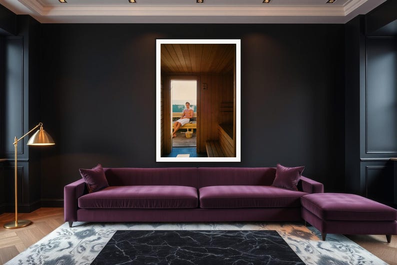 Sauna Wall Art art print framed in a luxury living room