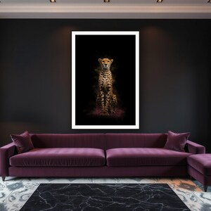 Cheetah Wall Art art print framed in a luxury living room