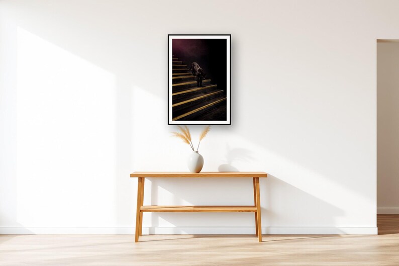 Black Panther Wall Art art print displayed above an entry console table