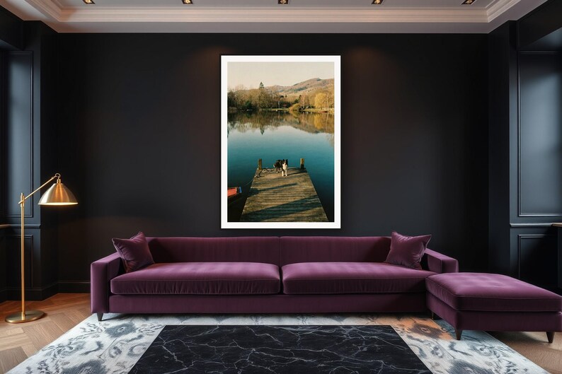 Border Collie Wall Art art print framed in a luxury living room