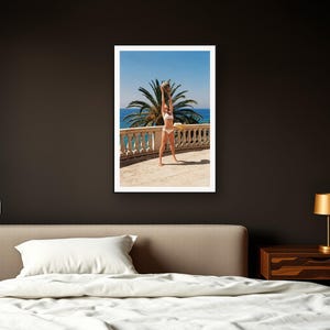 Medicine Ball Wall Art art print framed in a dark luxury bedroom