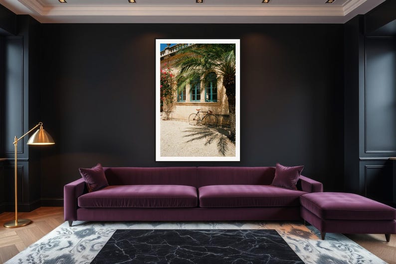 Vintage Bicycle Wall Art art print framed in a luxury living room