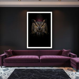 Owl Wall Art art print framed in a luxury living room