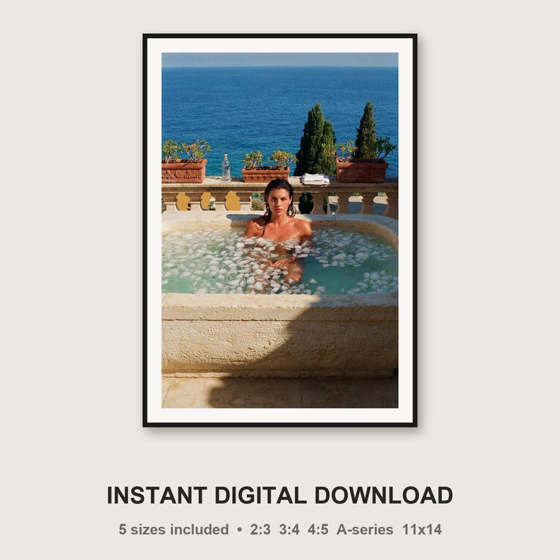 Vintage Villa Terrace Ice Bath Print | Cold Plunge Wellness Photo (Digital Download) image 3