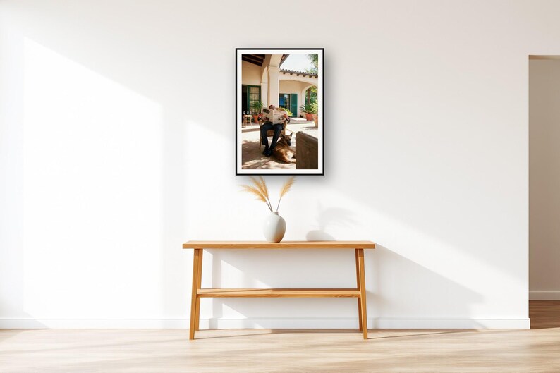 Belgian Malinois Wall Art art print displayed above an entry console table