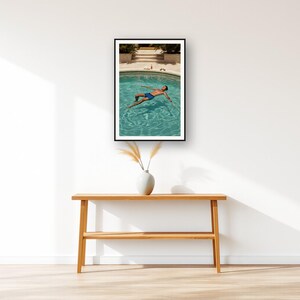 Pool Float Wall Art art print displayed above an entry console table