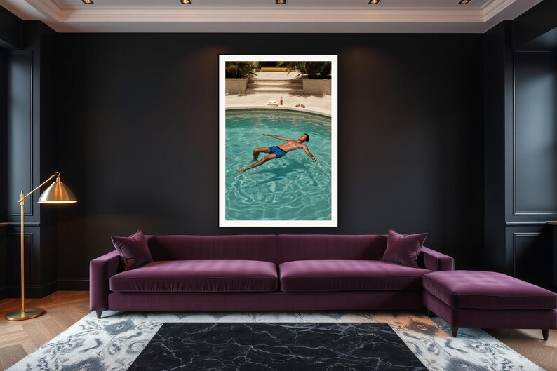 Pool Float Wall Art art print framed in a luxury living room