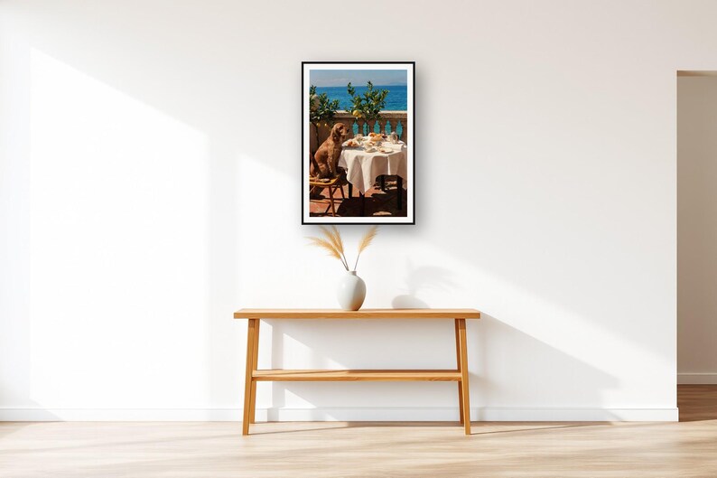 Cocker Spaniel Wall Art art print displayed above an entry console table