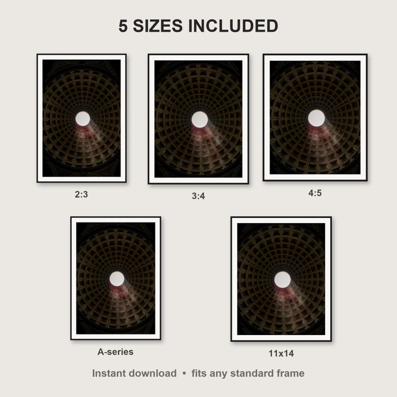 Dark Luxury Wall Art print size chart - 5 ratios included: 2:3, 3:4, 4:5, 11x14, ISO A