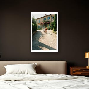 Sled Push Wall Art art print framed in a dark luxury bedroom