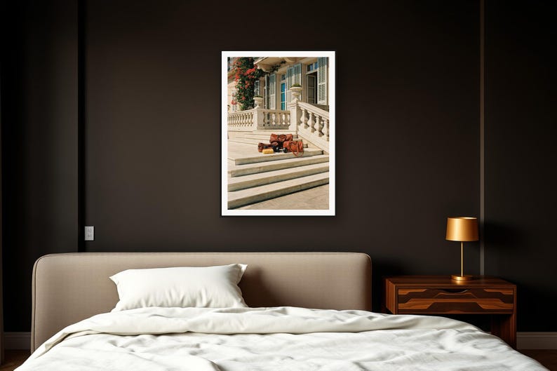 Home Gym Wall Art art print framed in a dark luxury bedroom