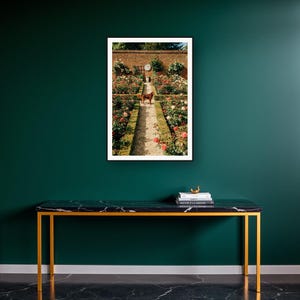 Irish Setter Wall Art art print on a brass and black console vignette
