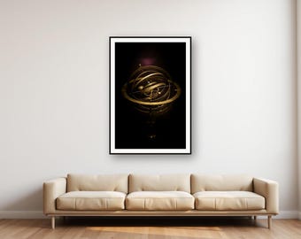 Brass Orrery Print | Antique Celestial Astronomy Decor (Digital Download)