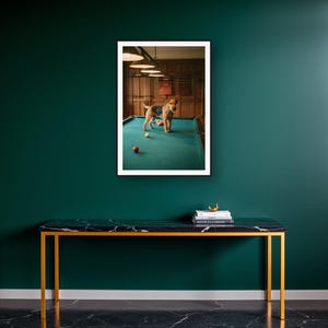 Wire Fox Terrier Wall Art art print on a brass and black console vignette
