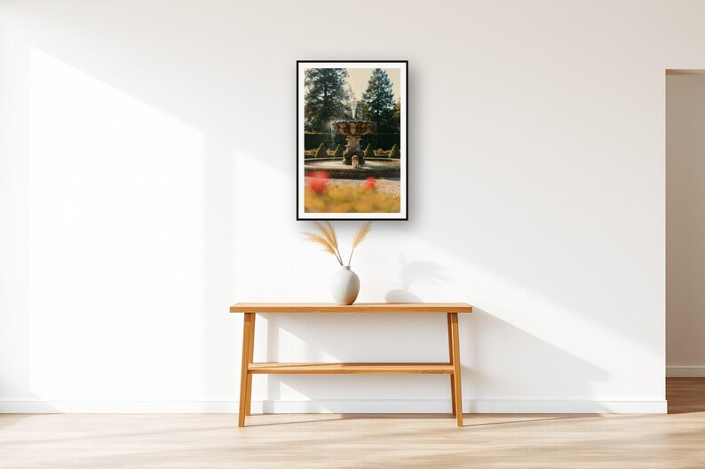 Cavalier Spaniel Wall Art art print displayed above an entry console table