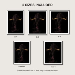 Bull Wall Art print size chart - 5 ratios included: 2:3, 3:4, 4:5, 11x14, ISO A
