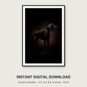 Dane Monument Print | Brass Line Art Dog Decor (Digital Download) image 3