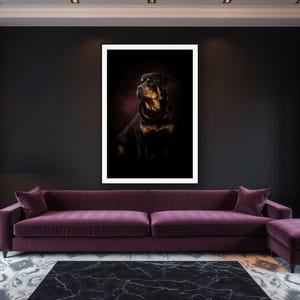 Rottweiler Wall Art art print framed in a luxury living room