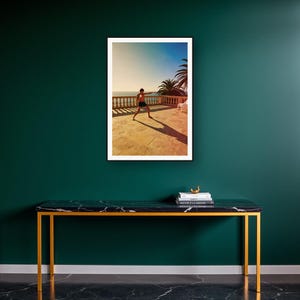 Boxing Wall Art art print on a brass and black console vignette