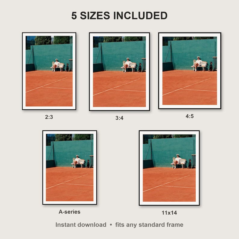 Doberman Wall Art print size chart - 5 ratios included: 2:3, 3:4, 4:5, 11x14, ISO A