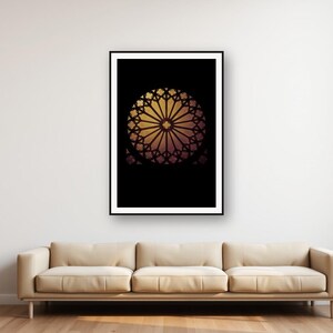 Brass Rose Window Print | Dark Cathedral Gothic Wall Art (Digital Download) image 1