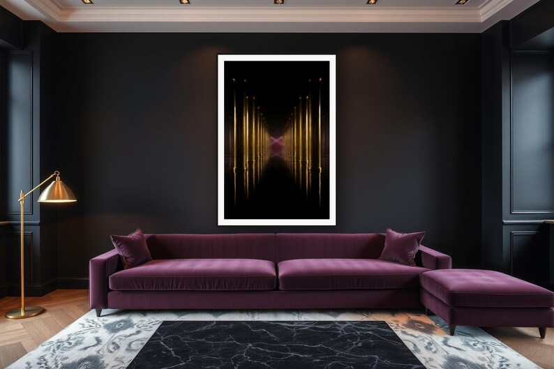 Dark Luxury Wall Art art print framed in a luxury living room