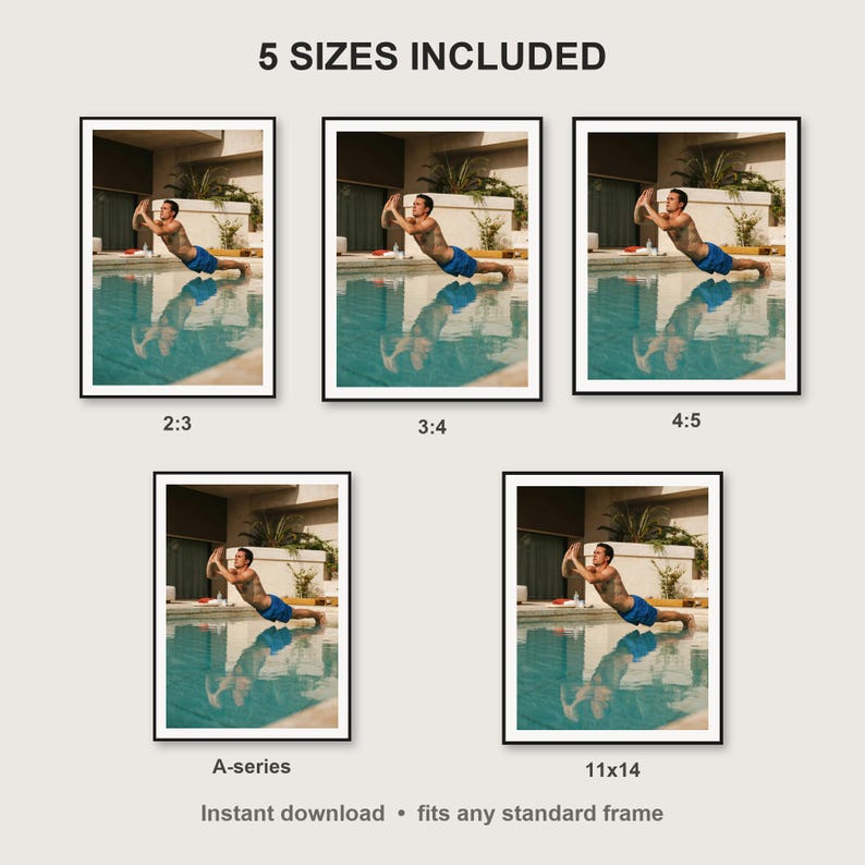 Push Up Wall Art print size chart - 5 ratios included: 2:3, 3:4, 4:5, 11x14, ISO A